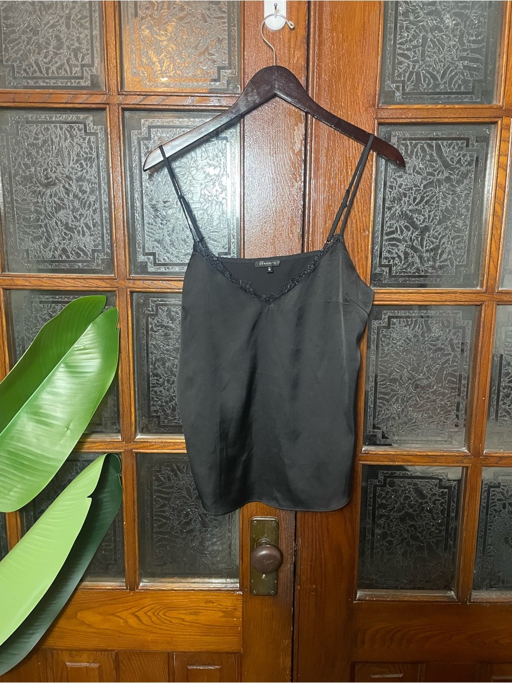 Express Black Satin Lace-Trim Camisole